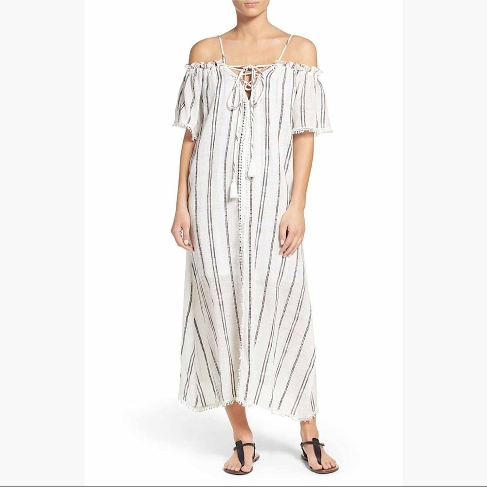 NWOT Red Carter Isla Stripe Maxi Swim Cover-Up